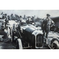 Shan Amrohvi, Oil on Canvas, 24 x 36 inch, Vintage Car painting, AC-SA-069